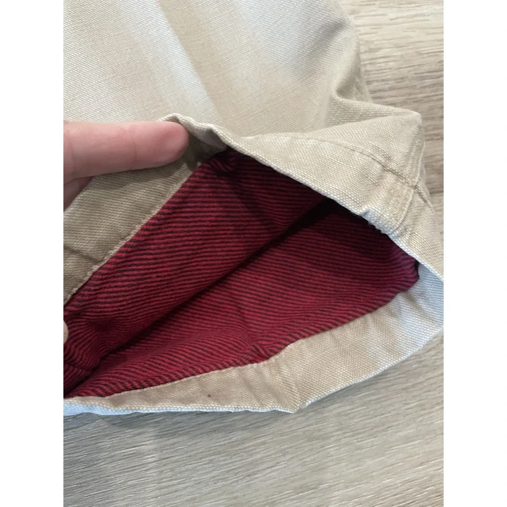 NWT‎ Vintage Y2K GAP Red Flannel Lined Beige Carpenter Pants Wide Leg Boys Sz 6